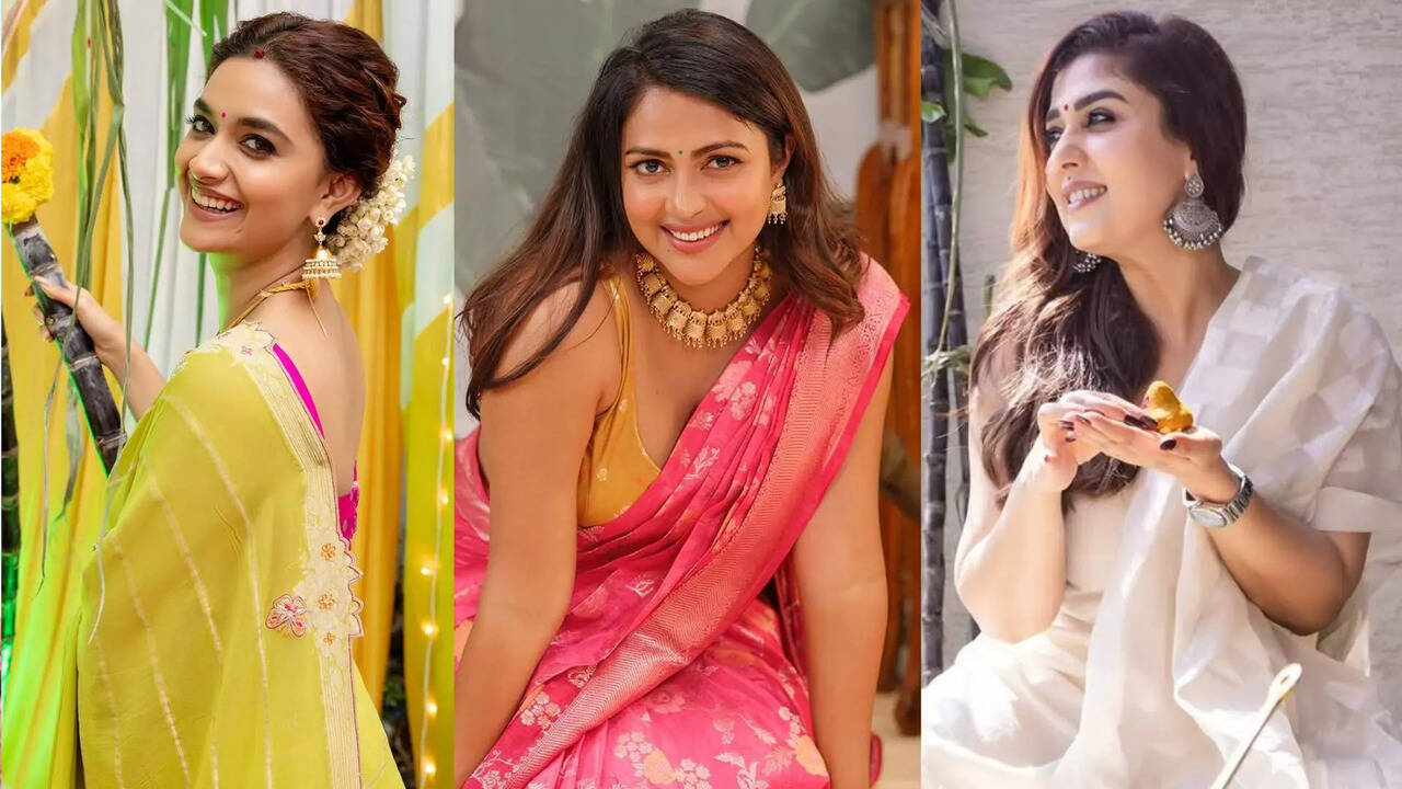  கீர்த்தி சுரேஷ் முதல் நயன்தாரா வரை.. நடிகைகளின் பொங்கல் கொண்டாட்ட புகைப்படங்கள்! 