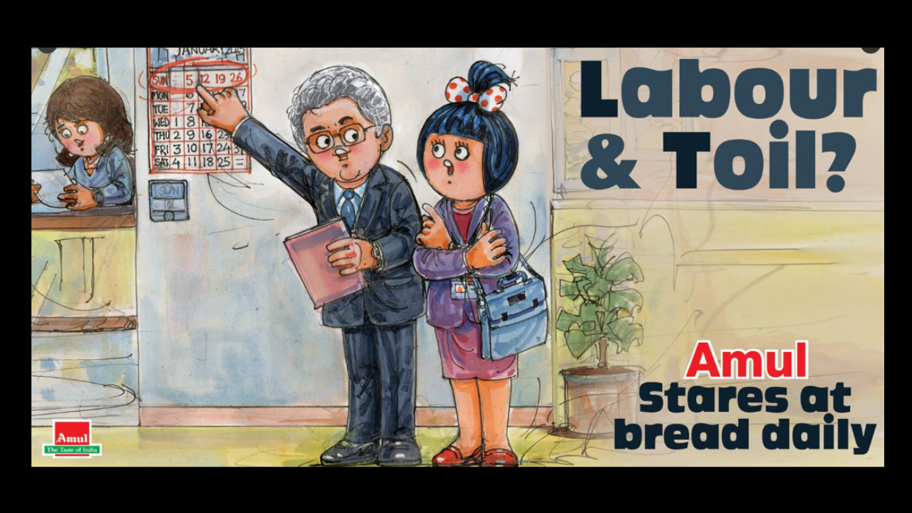 Amul’s doodle on ‘90 hours per week’ controversy.