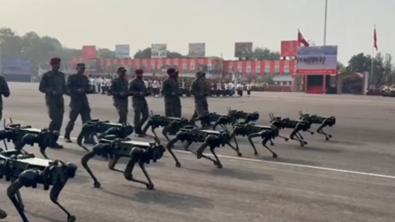 robotic dogs take centre stage at indian army’s 77th army day celebration in pune - watch