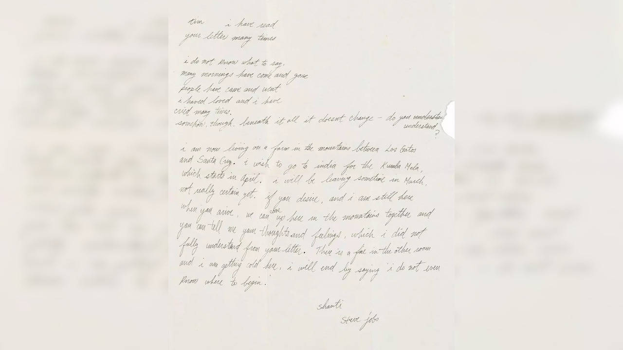 Steve Jobs Kumbh Mela Handwritten letter