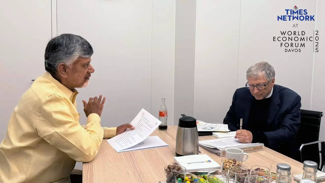 Chandrababu Naidu with Bill Gates at Davos 2025.