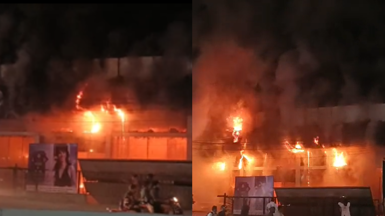 massive fire at mahindra facility in hyderabad's kondapur burns 8-10 brand new cars to ashes-visuals