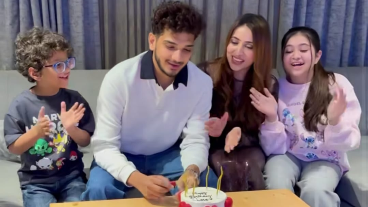 Munawar Faruqui Feeds Birthday Cake To Wife Mehzabeen Coatwala, Kids Jasmine And Mikael In Adorable Clip, Watch