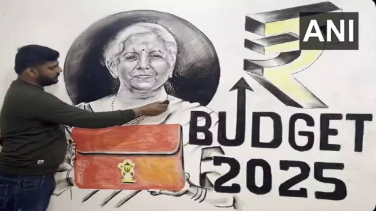 up: amroha artist creates 8-foot long coal portrait themed on union budget 2025-watch