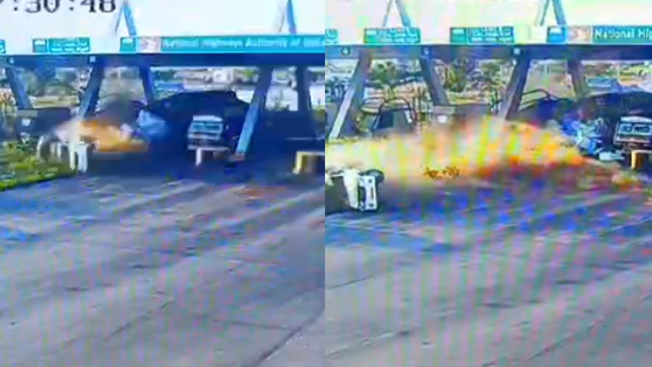 video: 1 killed, another injured after truck  rams goods vehicle from behind near vijayanagar toll plaza