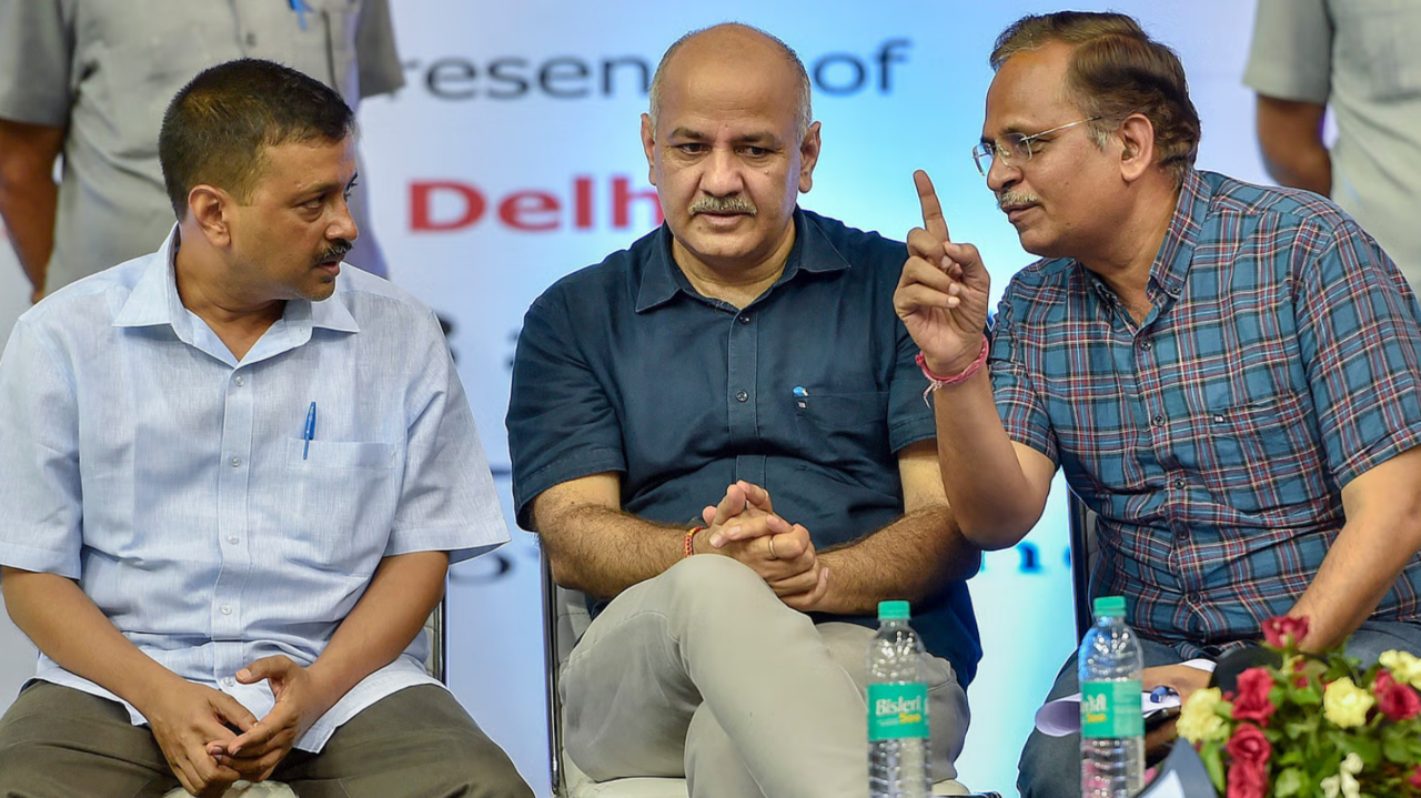 Arvind Kejriwal, Manish Sisodia, Satyendar Jain (From Left To Right)