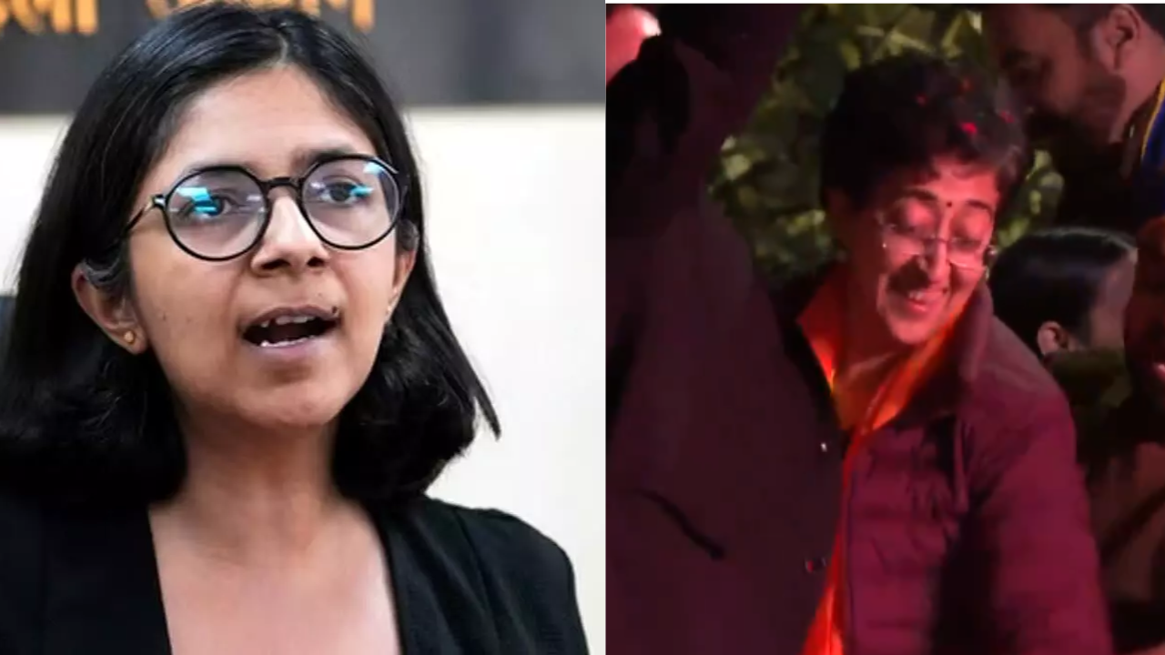delhi election results atishi kalkaji poll victory celebration dance swati maliwal shameless display attack