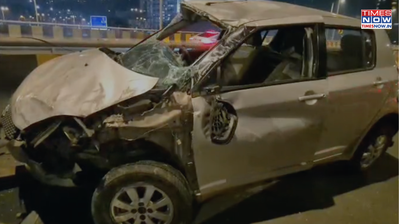 couple injured after car flips multiple times on mumbai coastal road- video