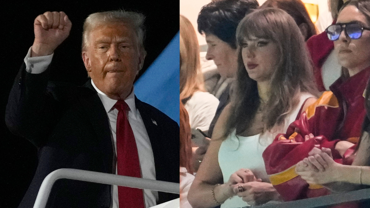 Donald Trump and Taylor Swift at Super Bowl 2025