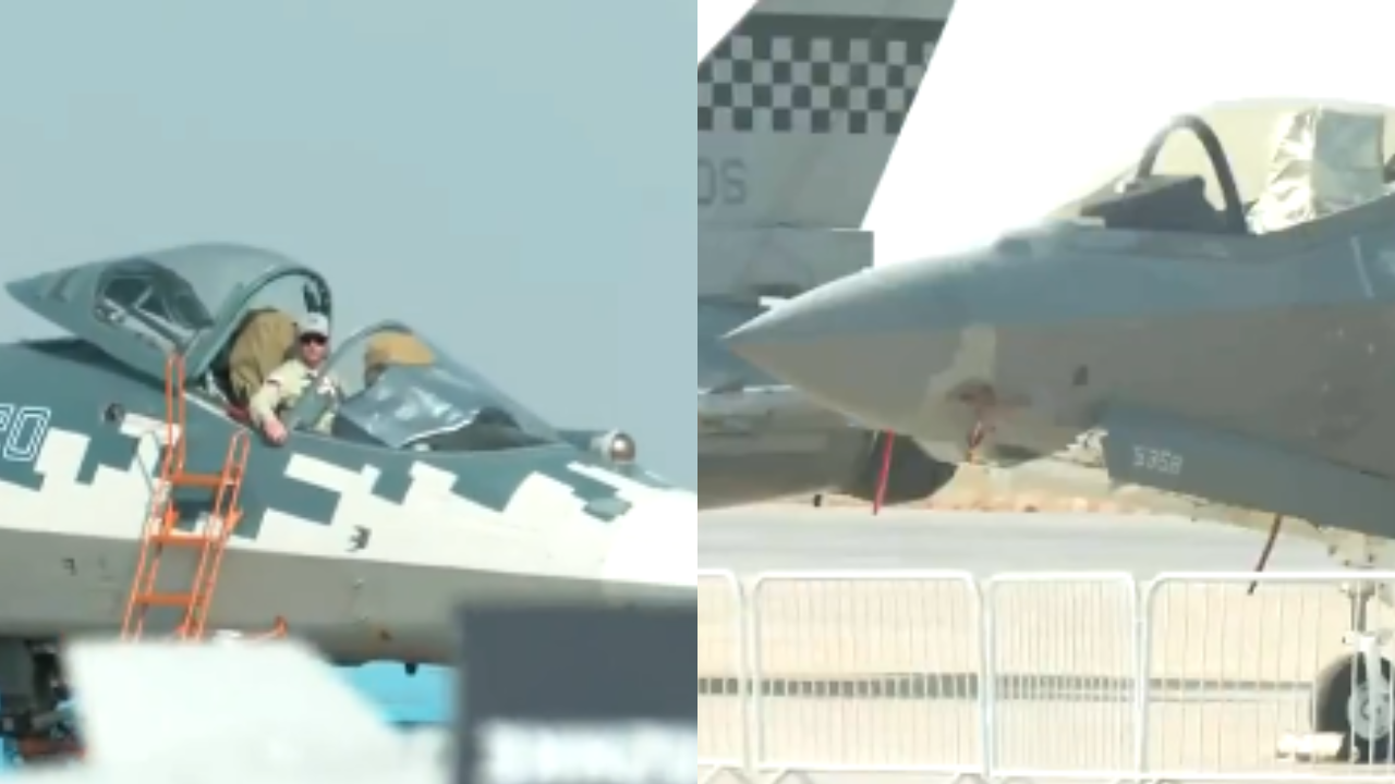 aero india 2025: us f-35 lightning ii and russian su-57 stealth jets share the sky in bengaluru