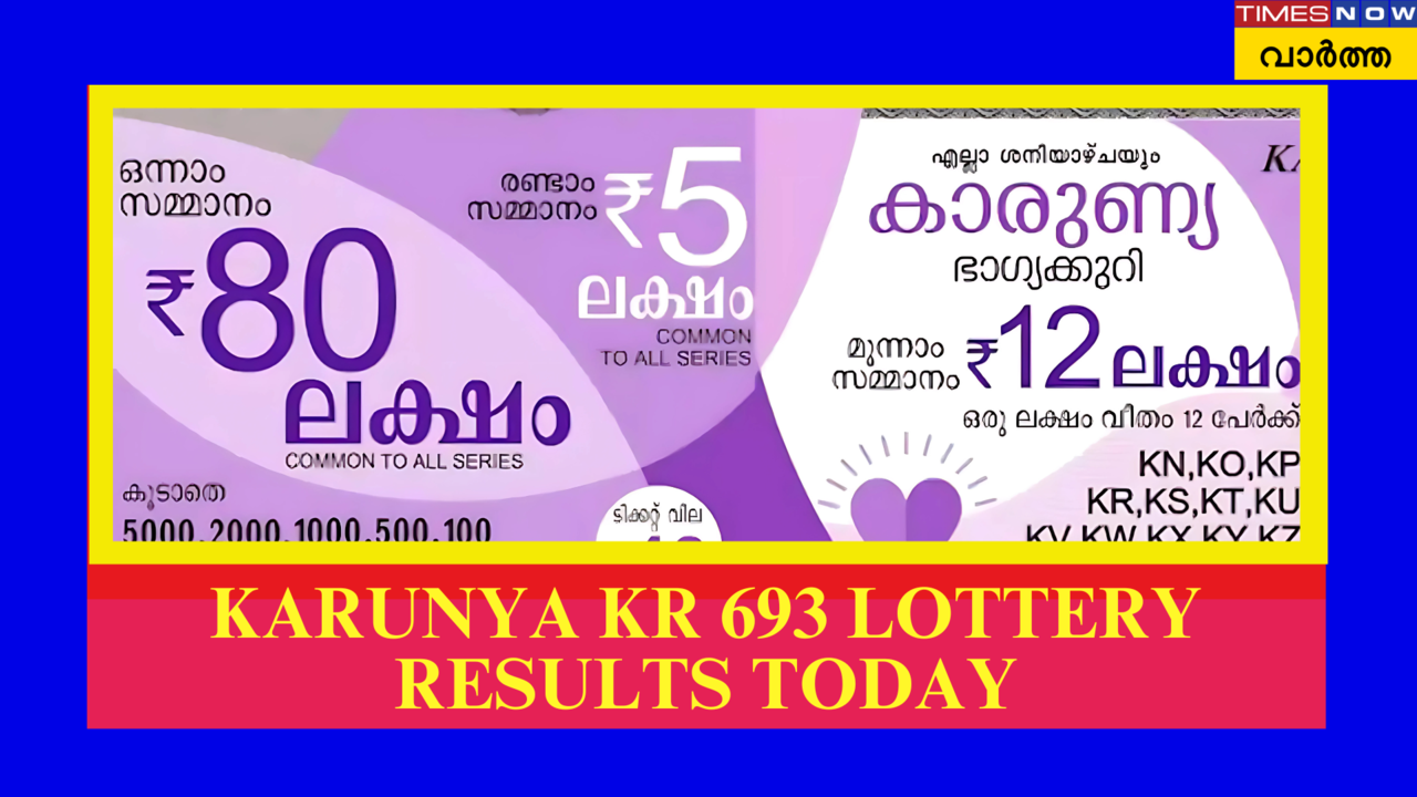 Kerala Karunya KR 693 Lottery Result Today