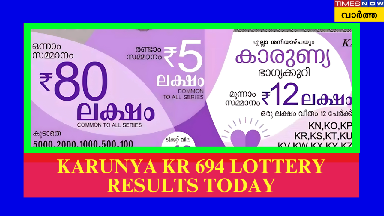 Kerala Karunya KR 694 Lottery Result Today