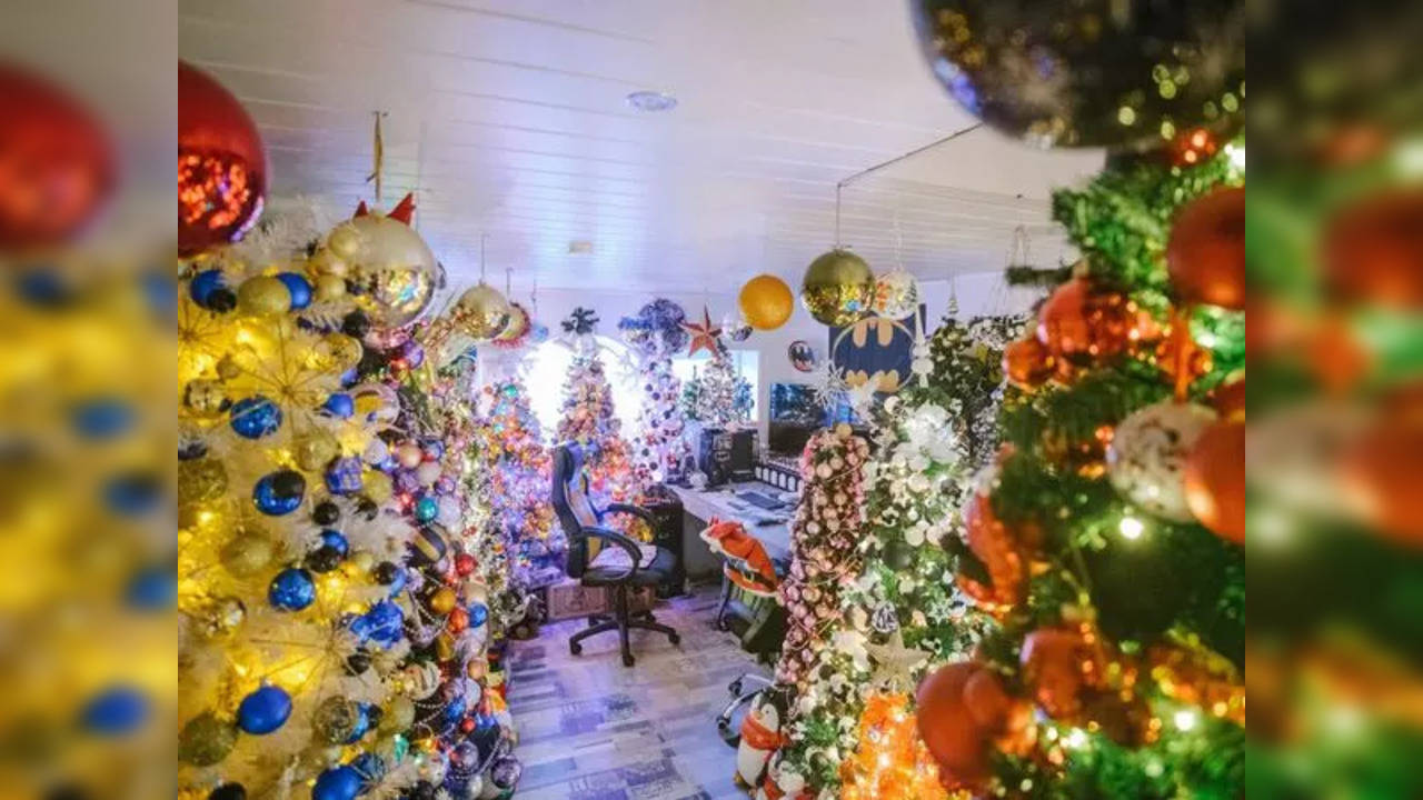 Family sets world record with 444 Xmas trees in their flat