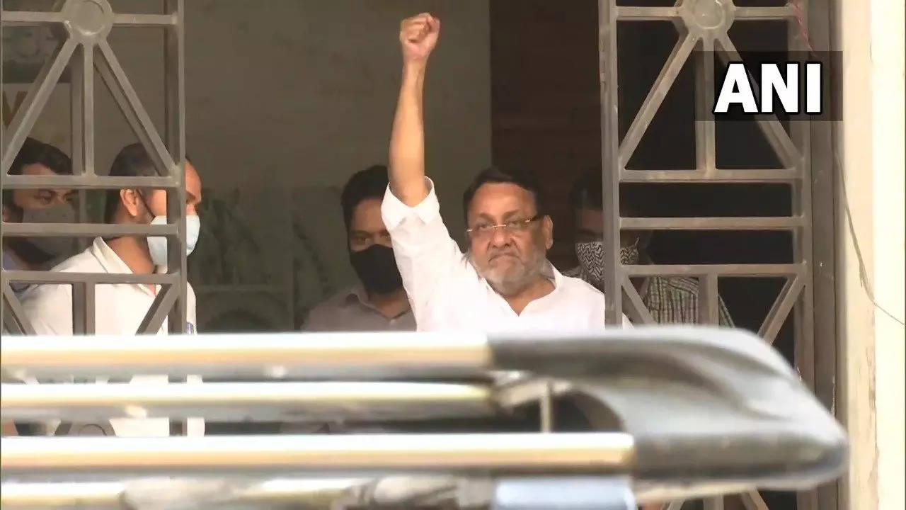 NCP leader Nawab Malik after being arrested by ED in connection with Dawood Ibrahim money laundering case