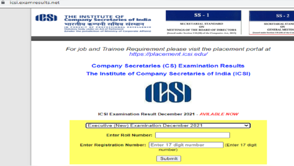 ICSI CS Executive Result 2021-22: Declared! Download Score Card Now On ...