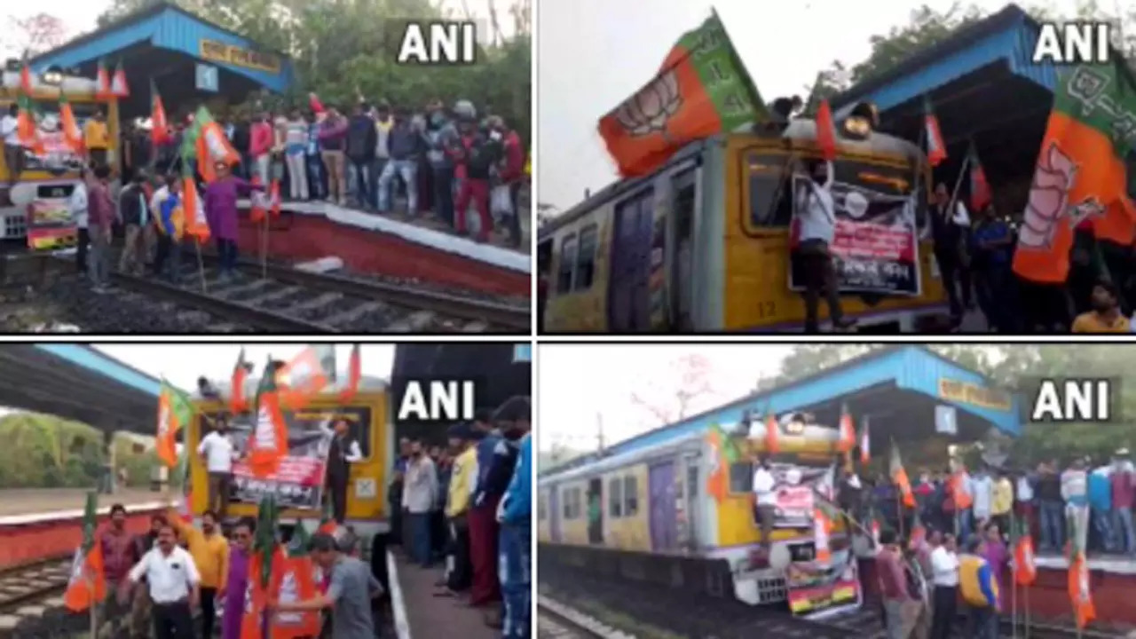 BJP protests at Hooghly Railway station