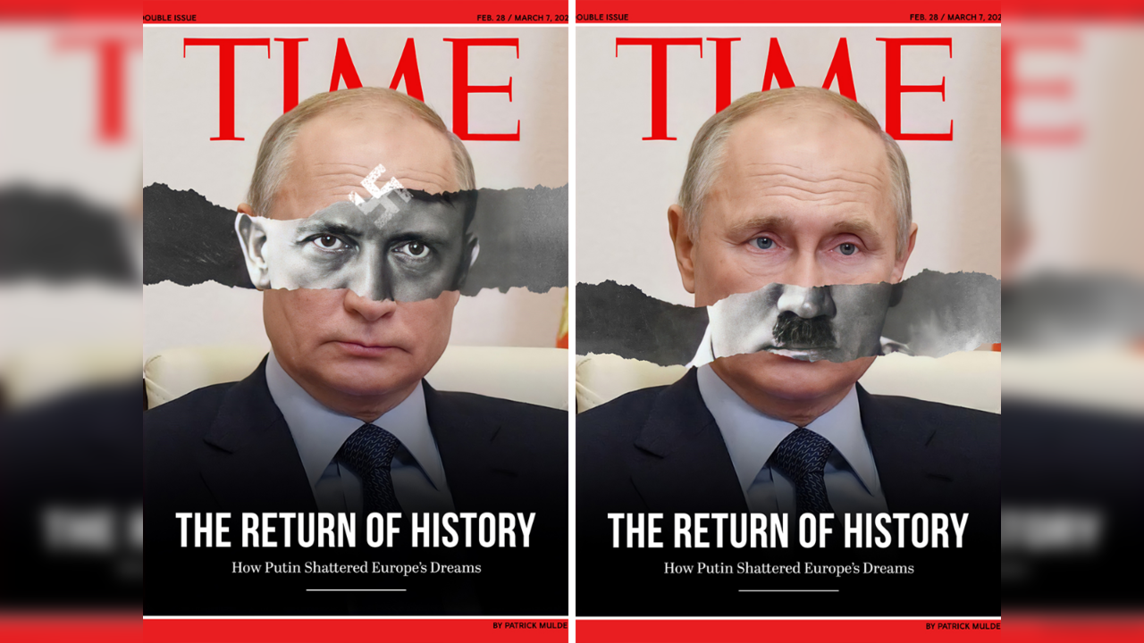 Time magazine covers showing Putin as Hitler are fake