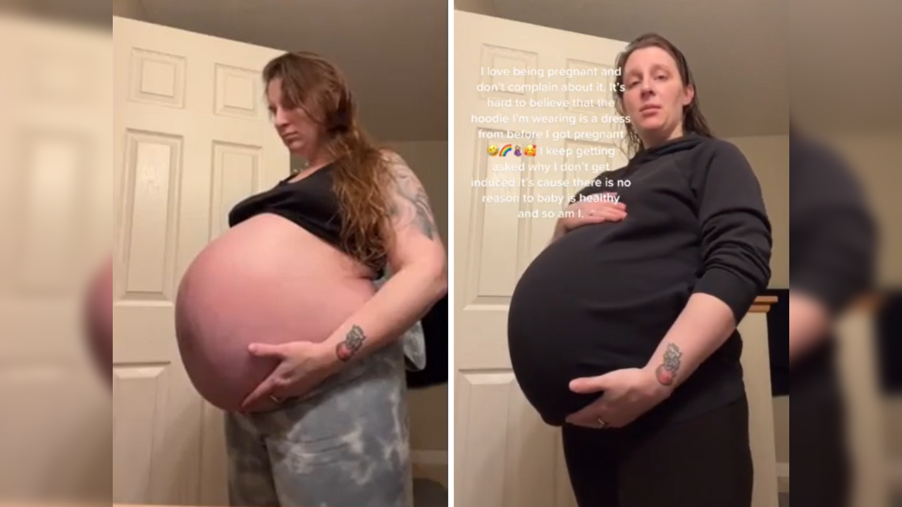 Woman goes viral for her massive baby bump