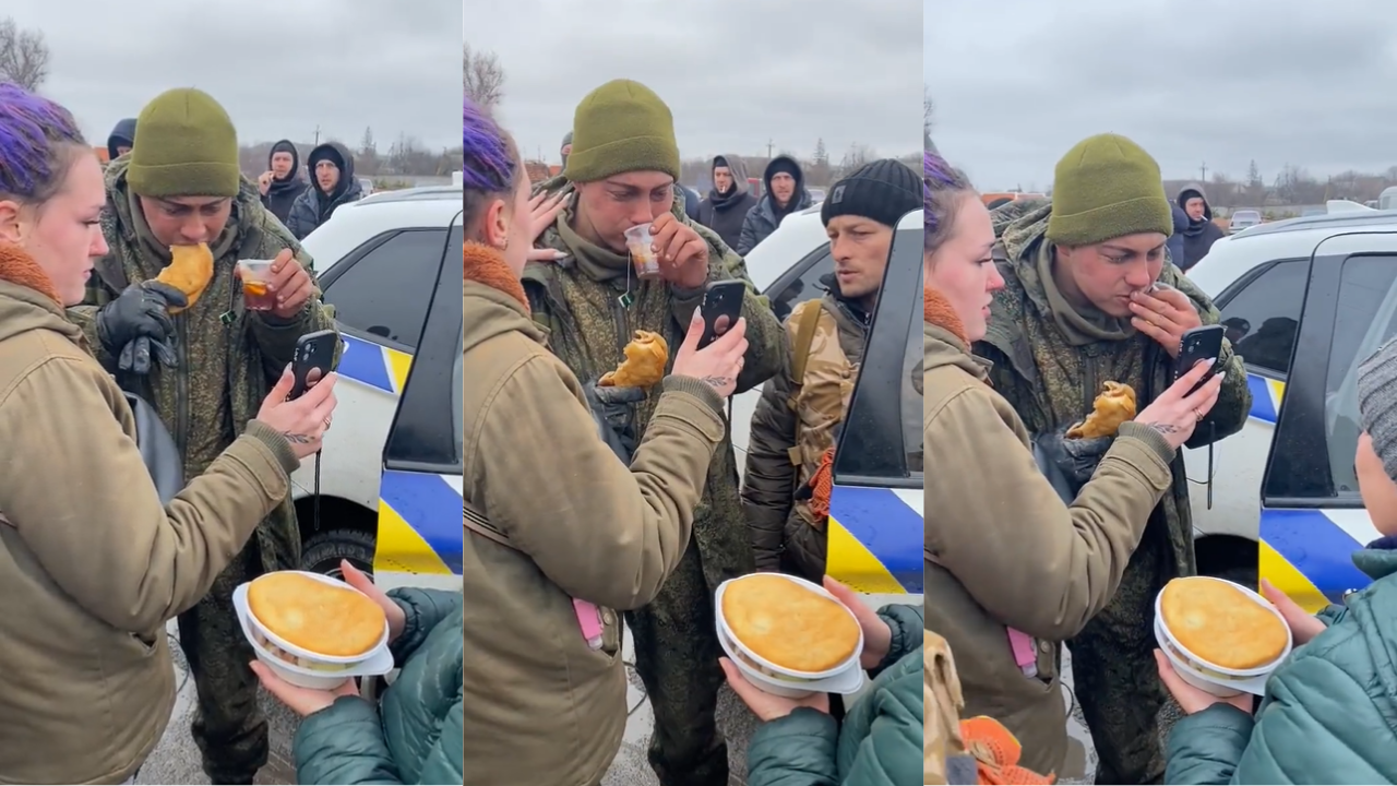 This is kindness: Ukrainians feed Russian soldier, help him call back home  - Watch Viral Video | Viral News, Times Now