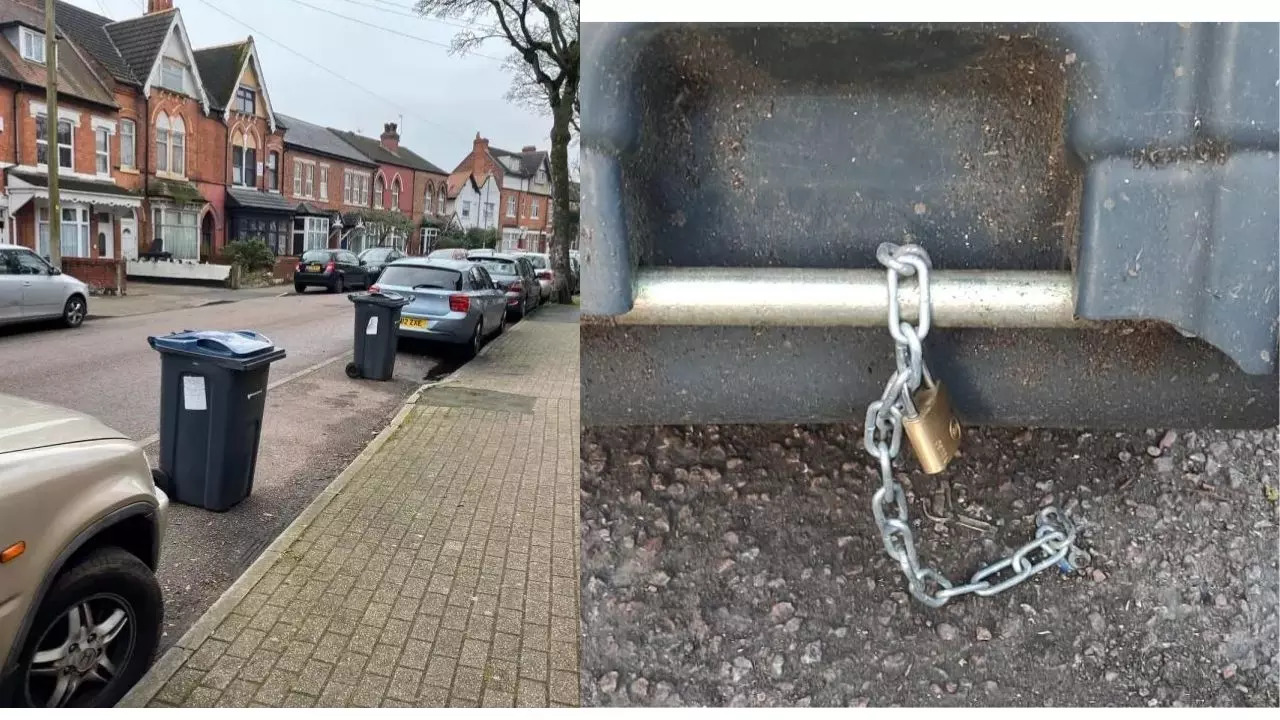 A wheelie bin  bolted to the road. | Image courtesy: Suhad Miah