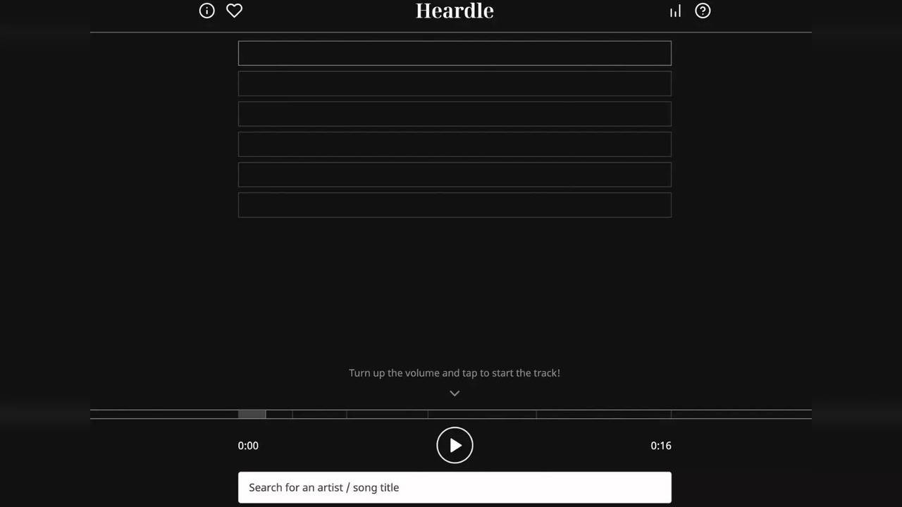 Sample screen of a game of Heardle