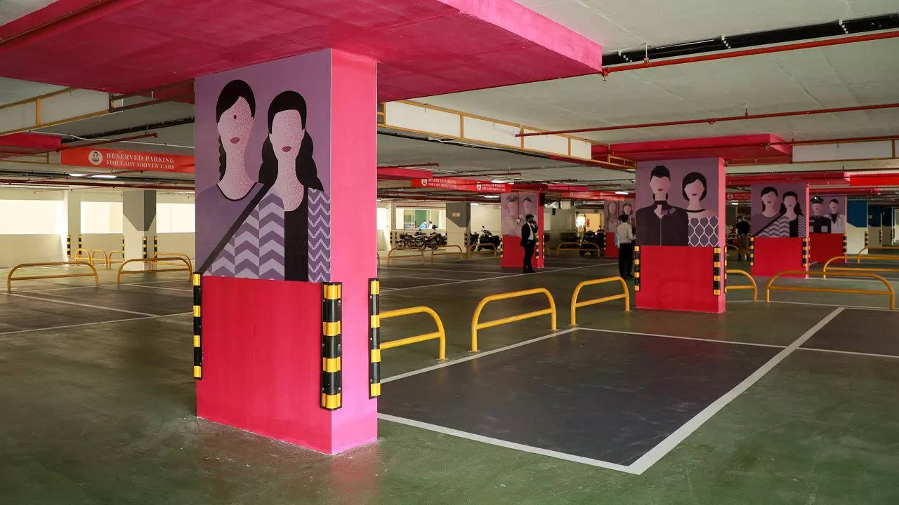 The newly inaugurated parking space for women at Lulu mall