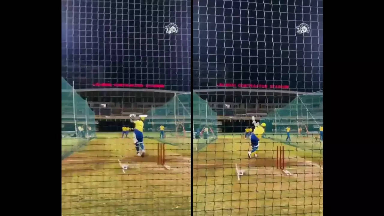 MS Dhoni hitting sixes in nets