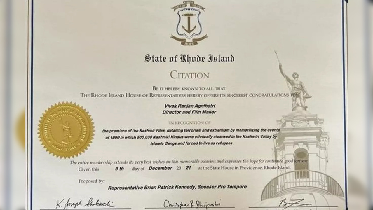 Rhode Island recognises Kashmir genocide