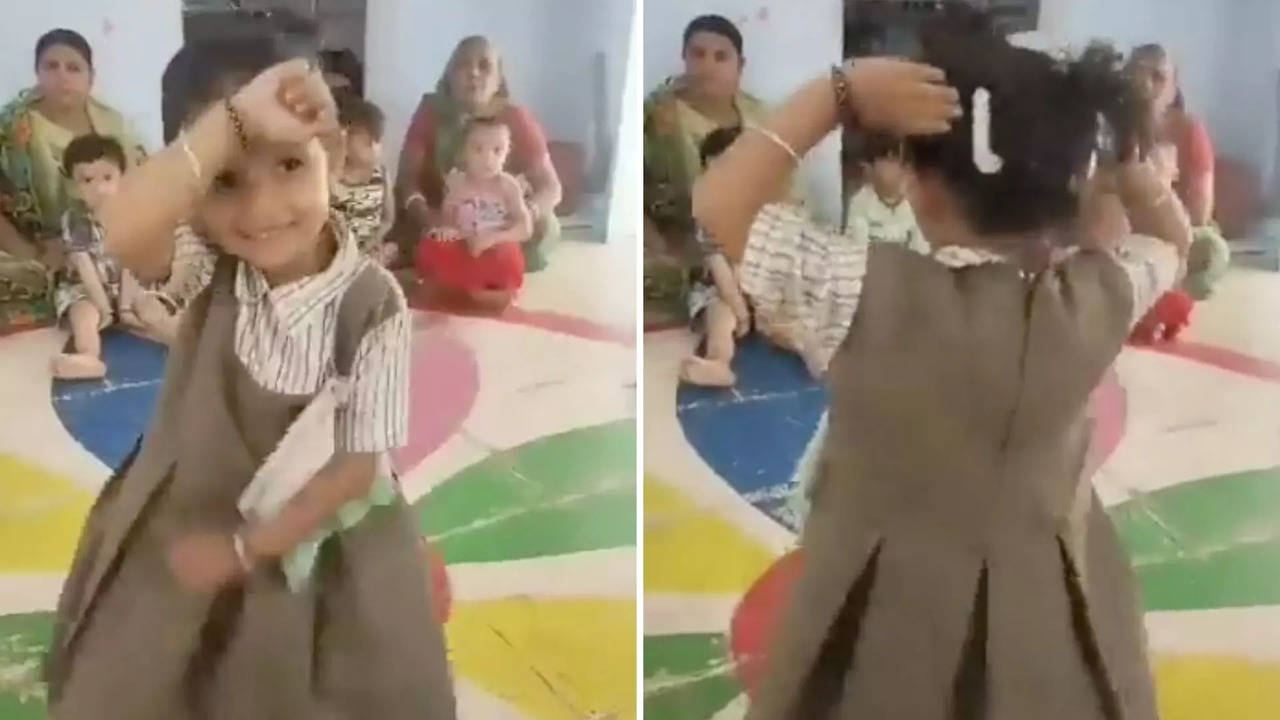 A girl from an Anganwadi centre in Dwarka dances to Kacha Badam