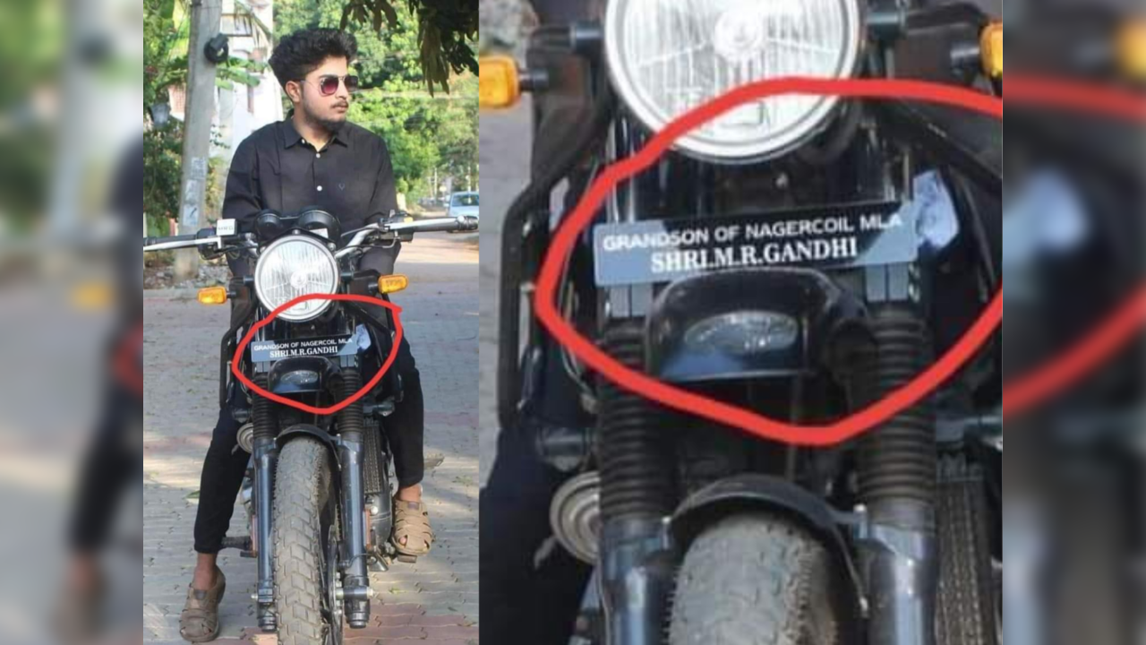 Tamil Nadu man's bike with 'Grandson of MLA' number plate