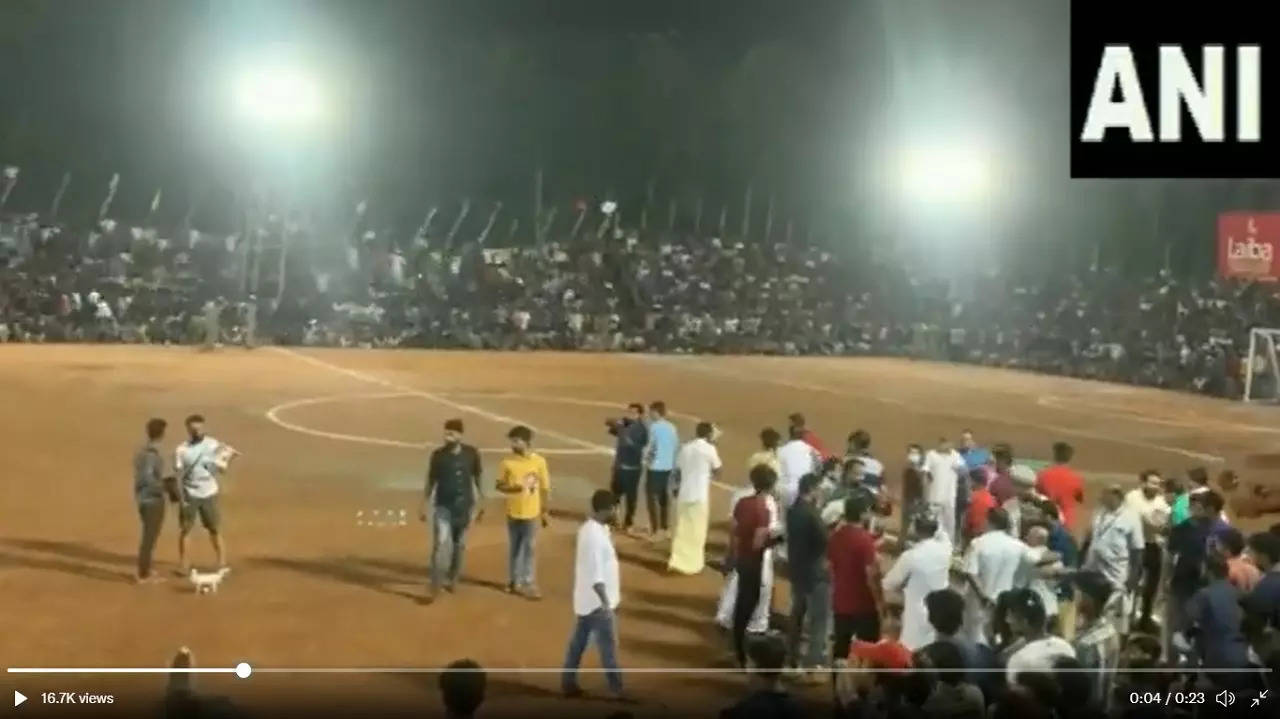 Makeshift gallery of football stadium collapsed