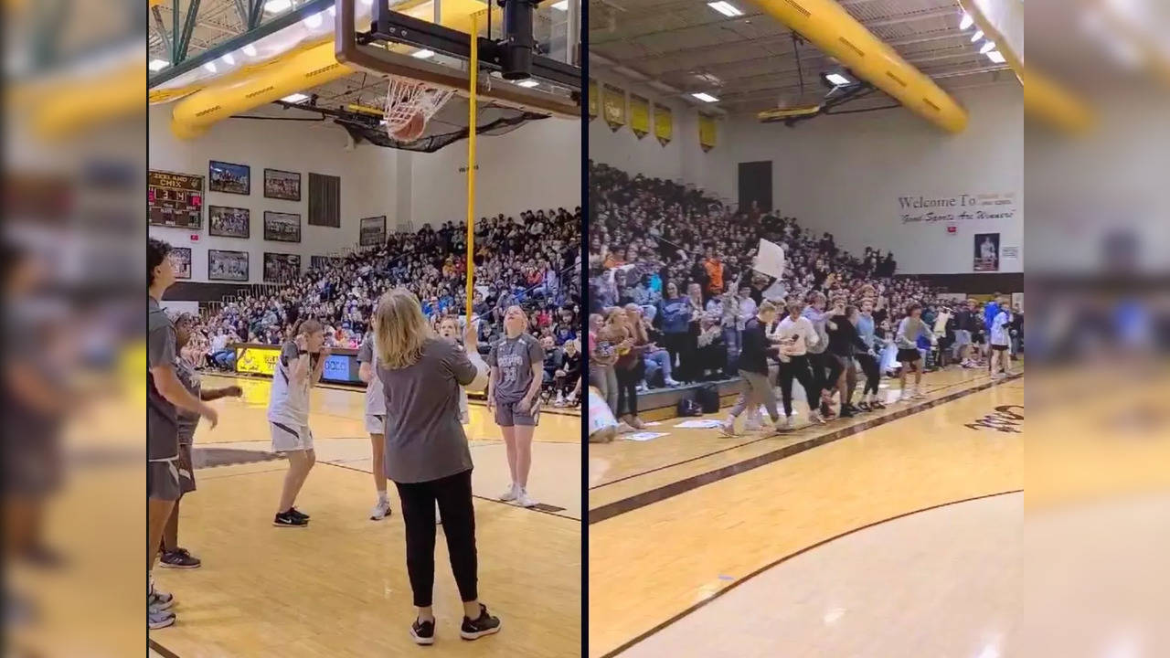 17-year-old Jules Hoogland scores a basket | Image: @zeelandschools/Twitter