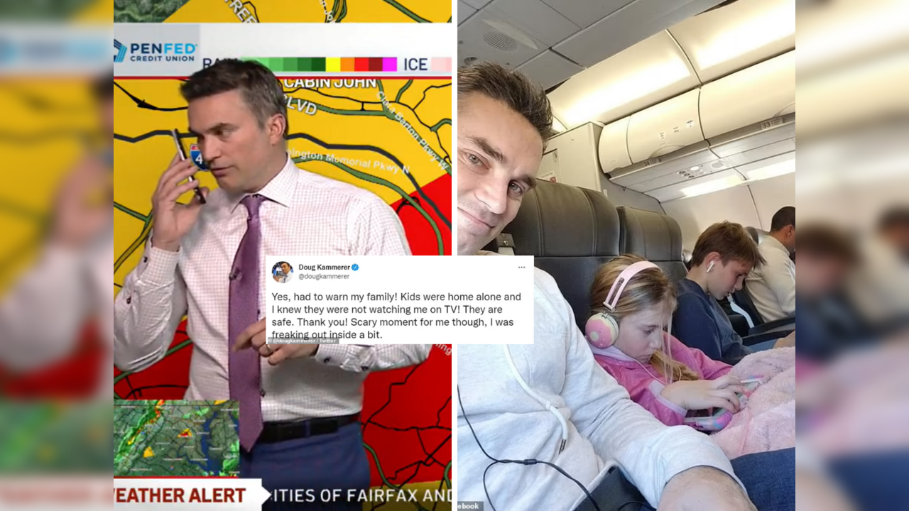 Weatherman calls family during live broadcast