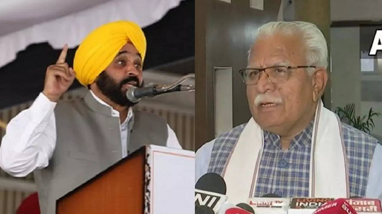 Punjab Chief Minister Bhagwant Mann and Haryana Chief Minister Manohar Lal Khattar