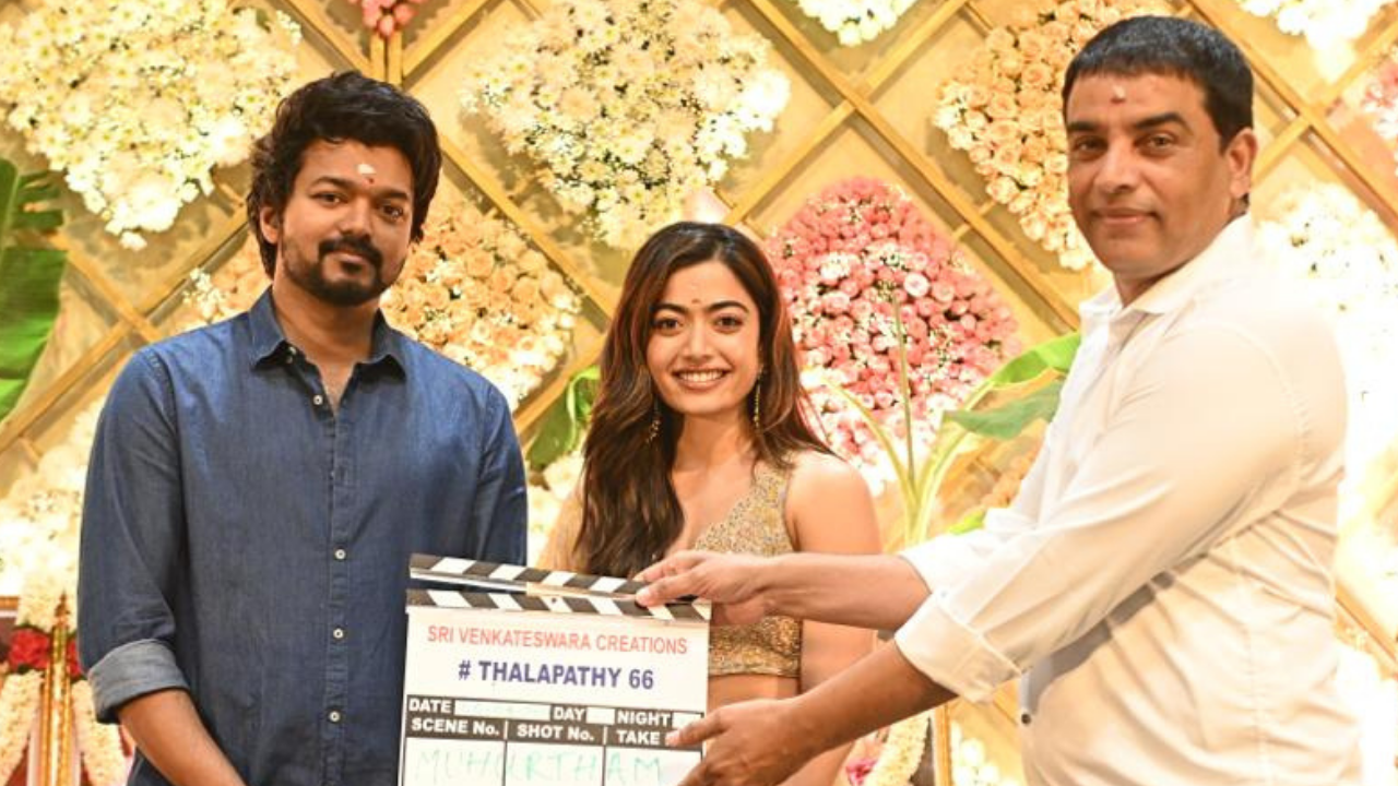 Vijay and Rashmika Mandanna in Chennai