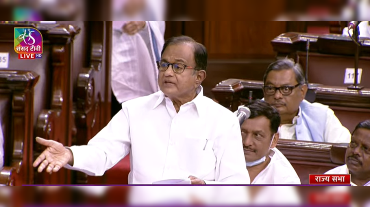 Congress leader P Chidambaram in Rajya Sabha