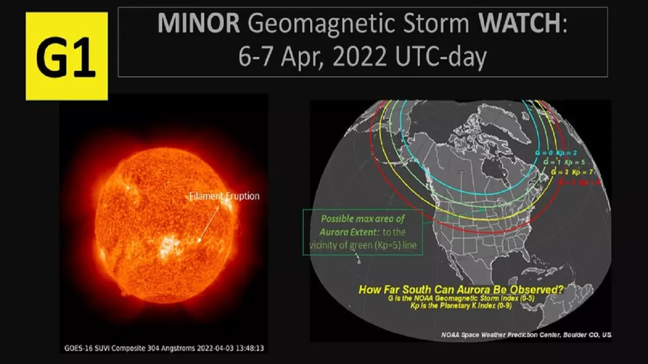 G1 (minor) storm to hit earth on Apr 6-7 (Image: NOAA)