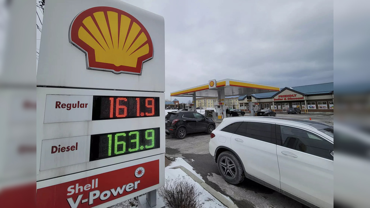 (Representational image) Gas prices are shown per litre at a Newcastle, Ontario, Shell gasolin...