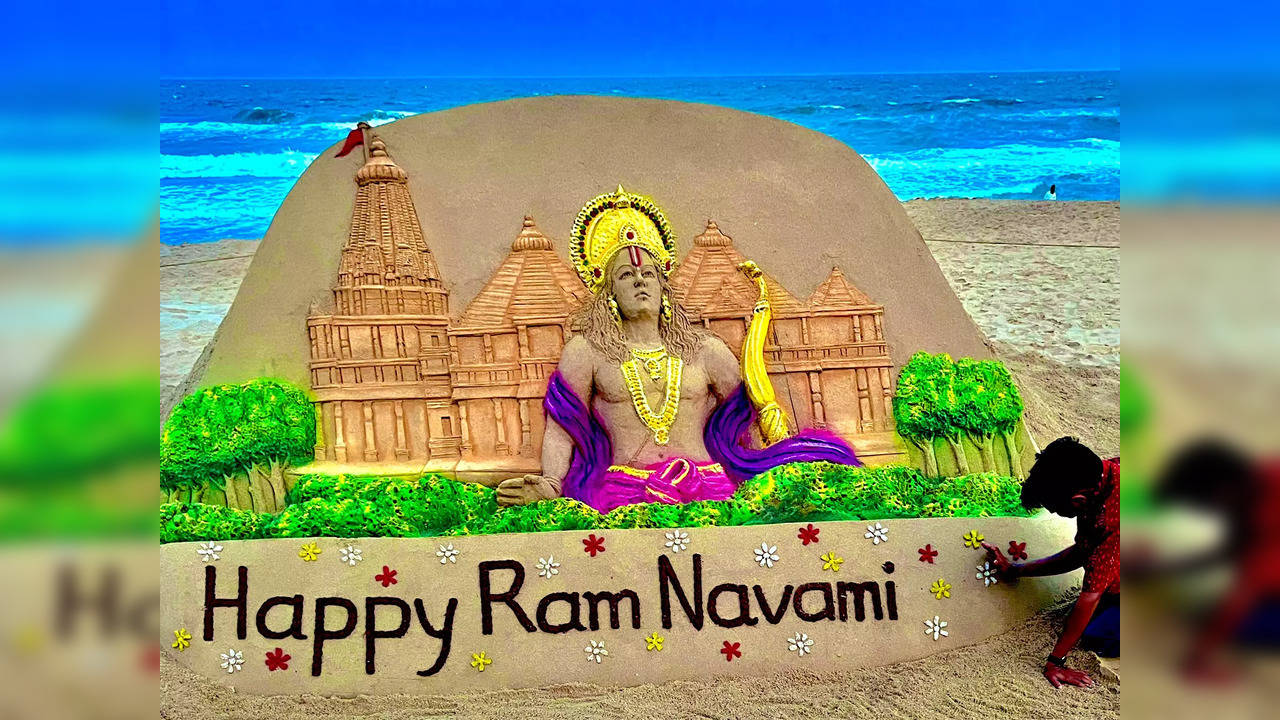 Ram Temple sand art, Puri beach.