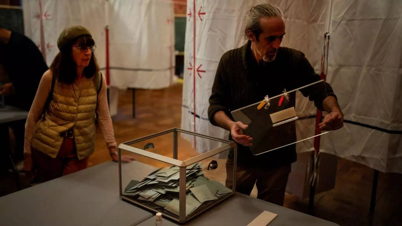 Ballots for the first round of the presidential election are counted in Marseille, southern France,