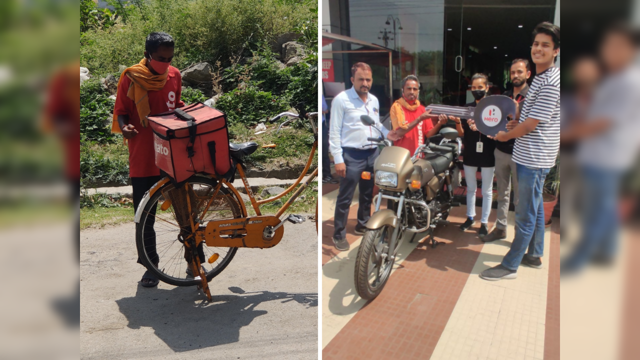 Twitter fundraiser helps food delivery man buy a bike