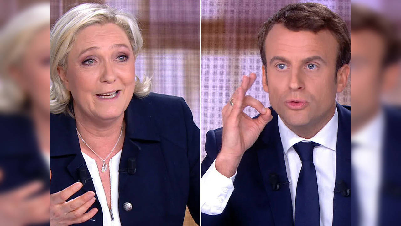 le pen macron face off.