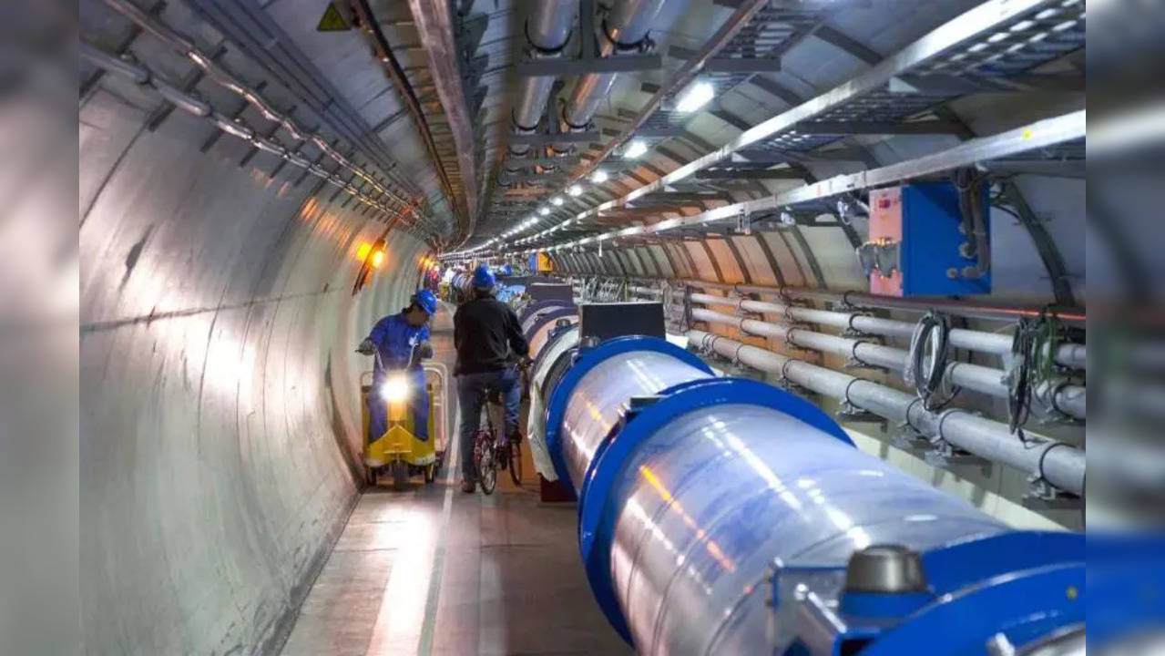 Scientists at CERN inspect the LHC