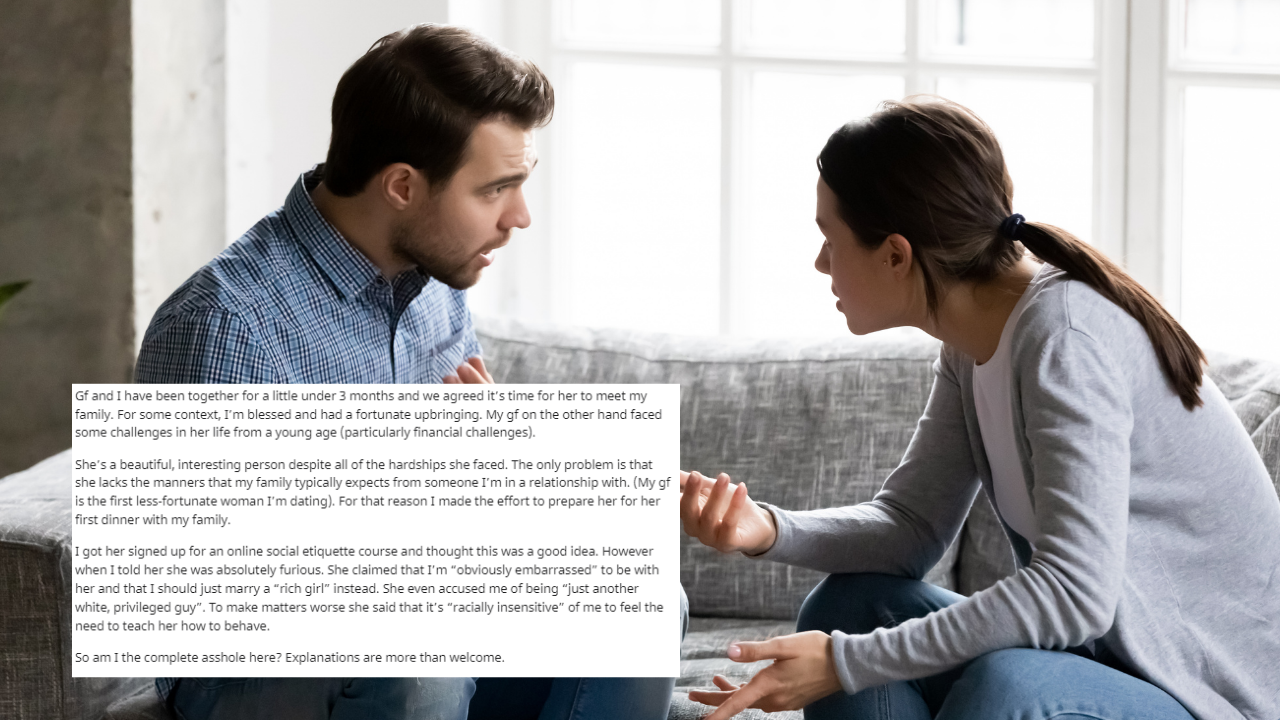 Man signs girlfriend up for 'etiquette class' before meeting his parents