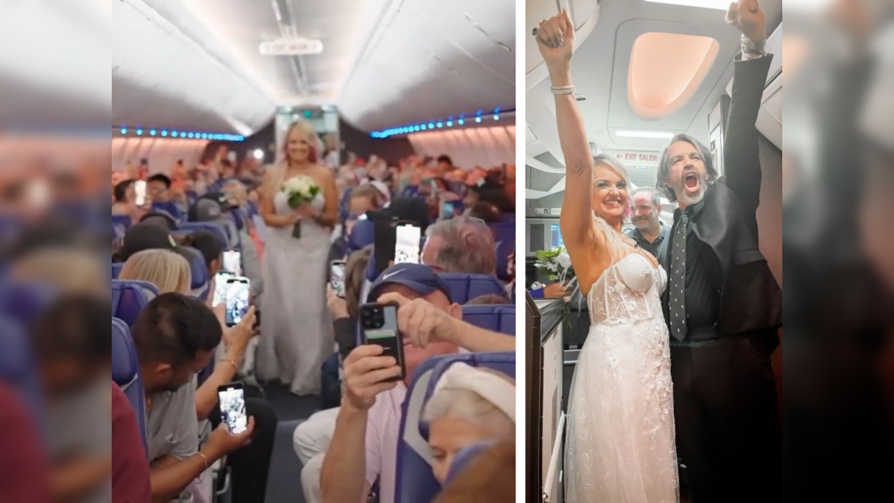 Couple gets married at 37,000 feet