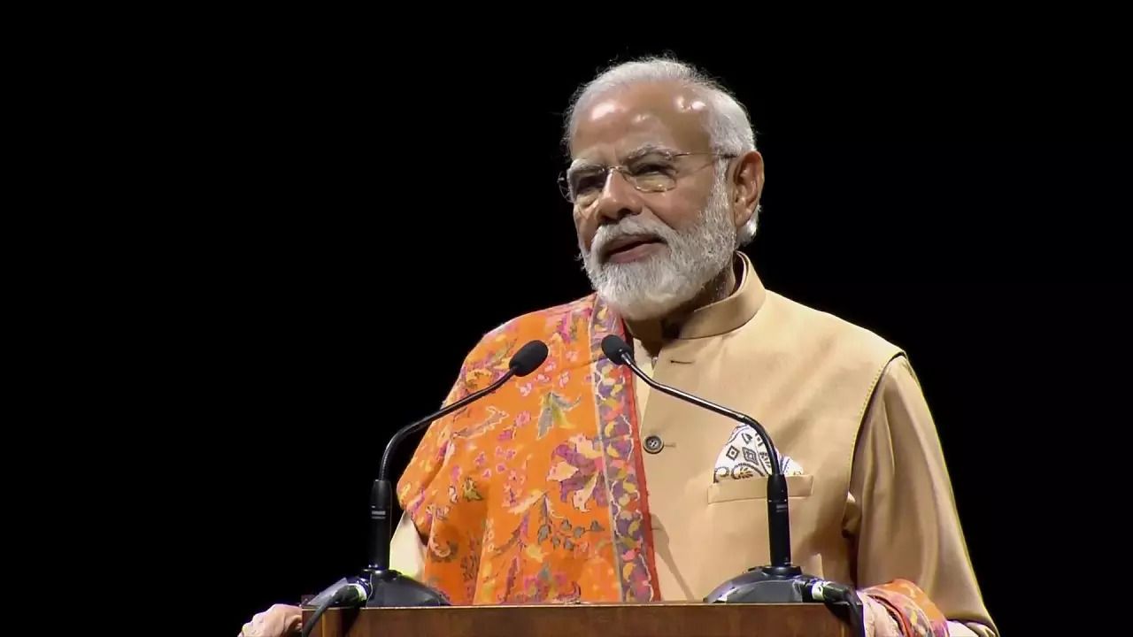 PM Narendra Modi addresses members of the Indian community in Berlin