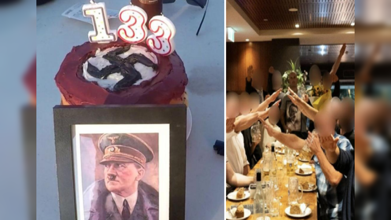 Neo-Nazi celebrates Hitler's birthday in public