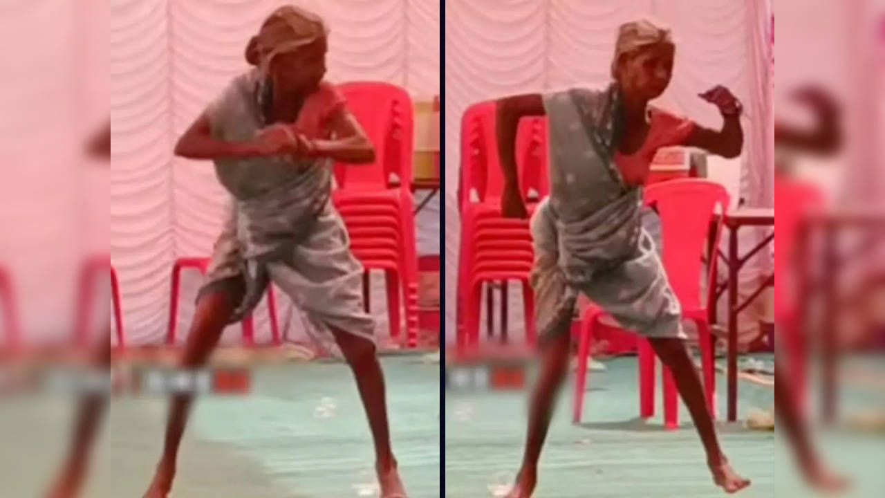 A Desi old woman dances to Saami Saami at a wedding | Image courtesy: Instagram/@giedde