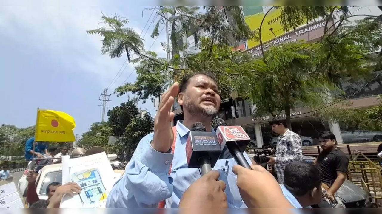 Akhil Gogoi at the protest at Guwahati Club