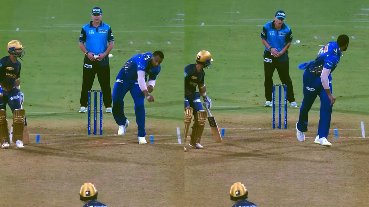 Watch: Kieron Pollard accidentally hits umpire as ball slips out of his - A Bowling Ball Accidentally Falls Out Of The Cargo Bay